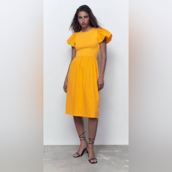 Zara Combination dress Orange color Size S - Picture 3 of 7